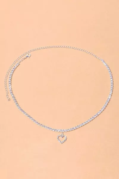 Women's Zircon Waterway Rhinestone Heart Necklace