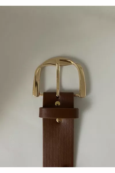 حزام مشبك من الذهب البني للسيدات 