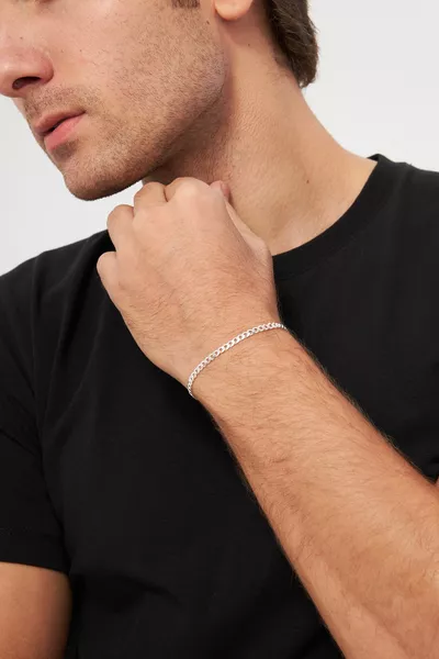 Bracciale a catena da uomo in argento sterling  da 4 mm 