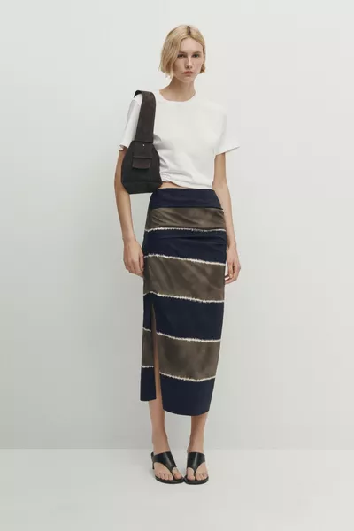 Двухцветная юбка в полоску
