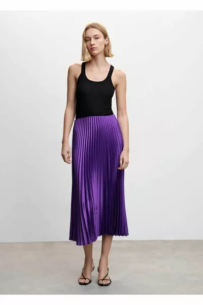 Pleated Satin Skirt