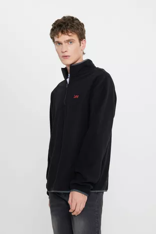 Стандартный крой Стандартный крой Стойкий воротник Молния Мужской черный флис