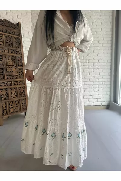 المرأة اصطف التطريز مطرزة تنورة فيستو