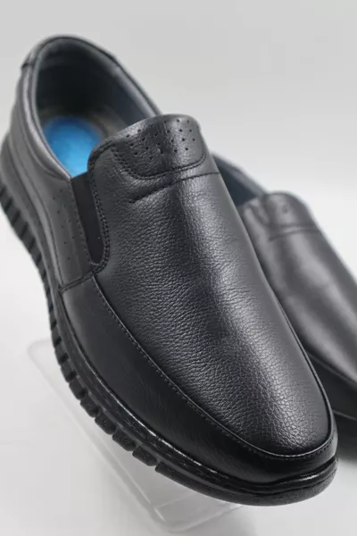 Heren Echt lederen Ultra Comfortabele Gel Black Casual Schoenen