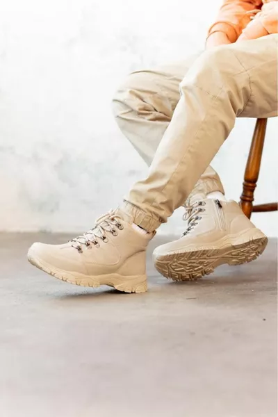 Нескользящая подошва на молнии Треккинговые зимние мужские ботинки