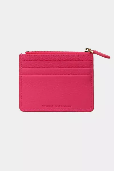  Portamonete in Vera Pelle con cerniera Donna Uomo Portafoglio Porta Carte Rosa