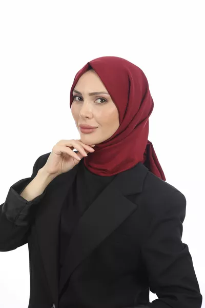 حجاب نسائي قطن جاز شال عنابي