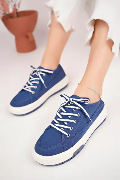 الأزرق الداكن أحذية رياضية نسائية كاجوال