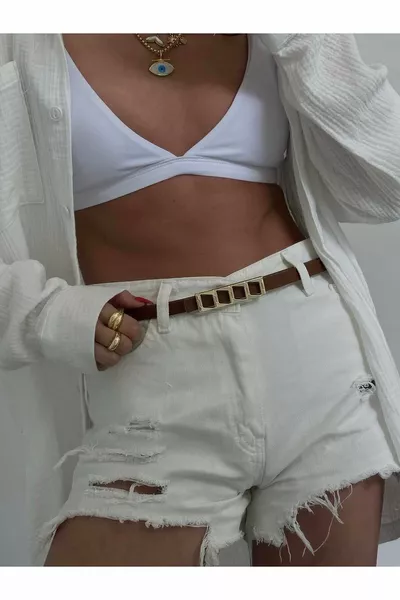 Pantalon basique pour femmes Ceinture avec boucle de chaîne fine, Ceinture de veste, Ceinture habillée, Ceinture de chemise