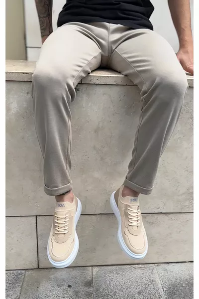 Custom Knitted Knitwear Style Cream Color Sneakers