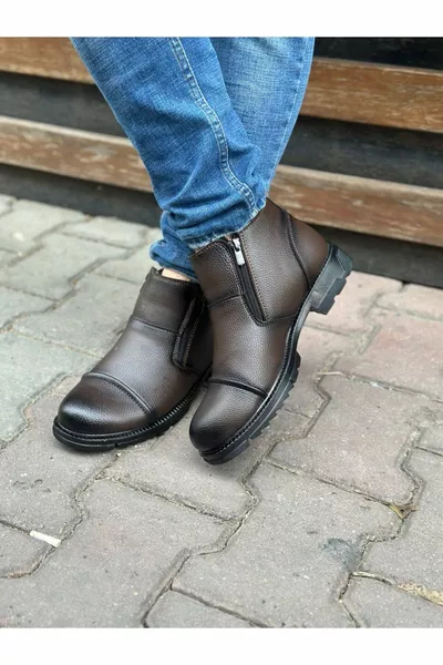 LÄSSIGER PELZ MIT DOPPELTEM REISSVERSCHLUSS, RUTSCHFESTE SOHLE, WASSERDICHTE UND KÄLTEBESTÄNDIGE HERRENSTIEFEL