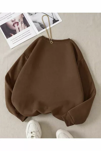 Sweat-shirt oversize unisexe imprimé Bronklyn marron