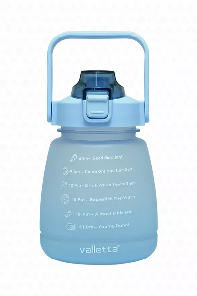 Lusca BPA Free Motivation Water Flacon Bouteille d’eau bleue 1,3 litre, bouteille d’eau, buveur