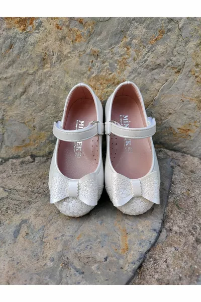 بنات العظام من عرق اللؤلؤ شقق الباليه - ديزي مطرزة - فيلكرو - نعل حراري غير قابل للانزلاق