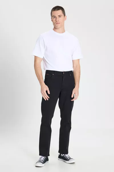 Texas Authentic Straight Fit Normale Taille Rekbare Zwarte Broek