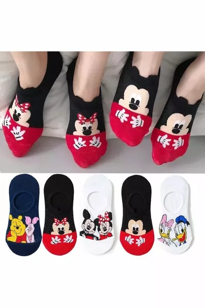  Pairs of Women's Multicolor Invisible (SNEAKER) Sneaker Socks