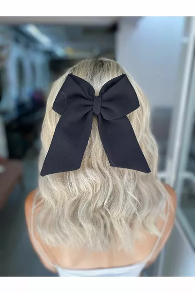 Застежка бант черно-белый двойной