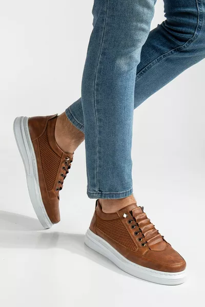 Men's Brown Casual Flexible Comfortable Stitching Lightweight Poly Sole Hiking Guaranteed Sneakers