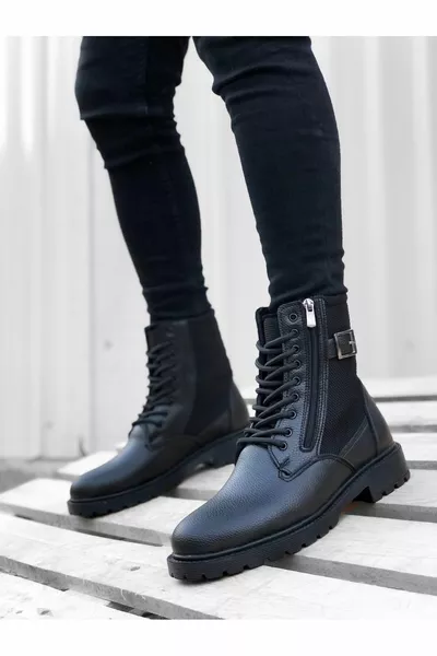  الجانب مشبك سستة أسود الرجال الرياضة الكلاسيكية الأحذية البريدية