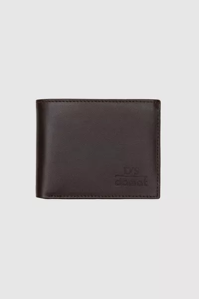 محفظة جلد طبيعي محاصر باللون البني