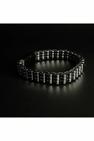 حجر الهيماتيت المعتمد سوار من الحجر الطبيعي الأسود الأنيق للرجال مع مغناطيس وقفل إغلاق