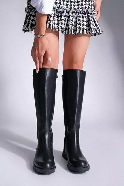 Bottes décontractées pour femmes élastiques stretch longueur genou Enpar noir