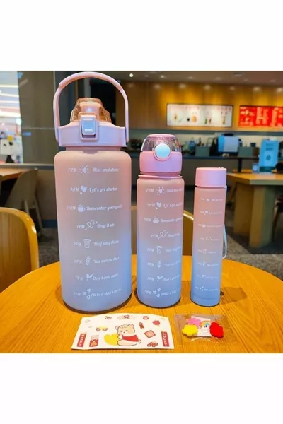 مجموعة تحفيزية من 3 قارورة ماء شارب زجاجة ماء 2 لتر +  مل +  مل تريتان جيم زجاجة مياه شارب