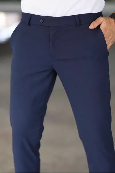 Мужские темно-синие цвета итальянского кроя качественные эластичные брюки из лайкры до щиколотки