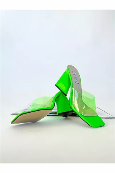 Almeida Неоново-зеленые прозрачные каблуки Женские тапочки