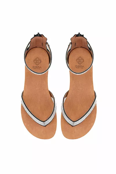 جينا أسود المرأة حجر فليب فلوب الصنادل