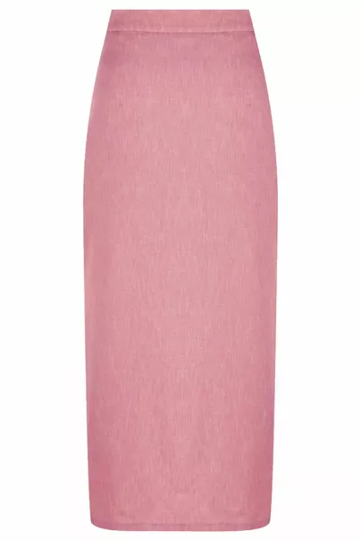 تنورة متوسطة الطول بخصر وردي مجفف مع فتحة في الأمام