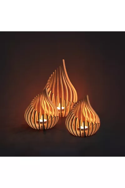 Комплект 3 свещника Damla за чаени свещи