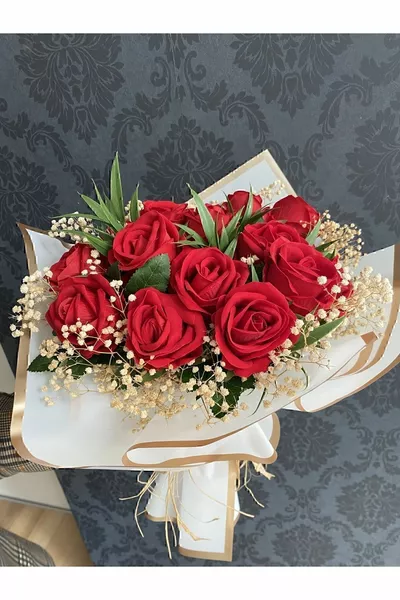 Bouquet de  roses en velours artificiel réaliste - Fleurs pour demander la main