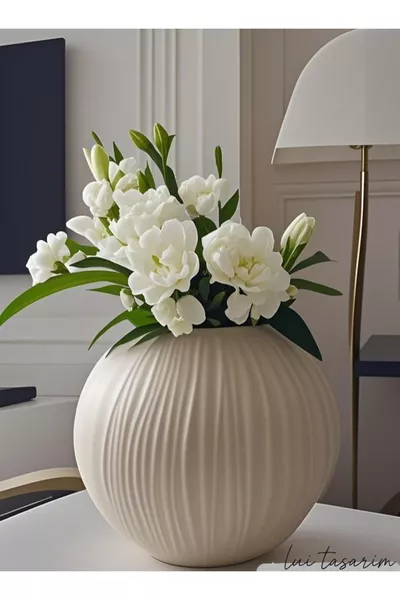 Кремовый скандинавский бохо стиль Элегантная кремовая простая бохо стильная керамическая ваза  см