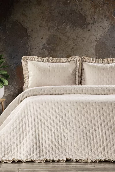 Lima Çift Kişilik Yatak Örtüsü / Bej