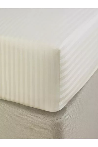 Mikro Pamuk Saten Lastikli Çarşaf Takımı Çizgili Çift Kişilik Beyaz/renkli Otel Tipi Lüx Yastıklı