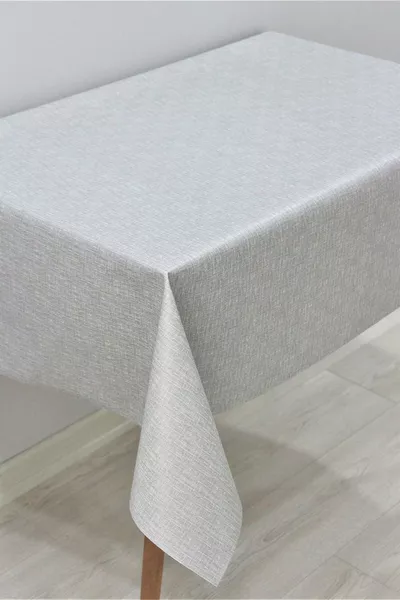 Скатерть из моющейся ПВХ с прокладкой из волокна - серый лен - -b
