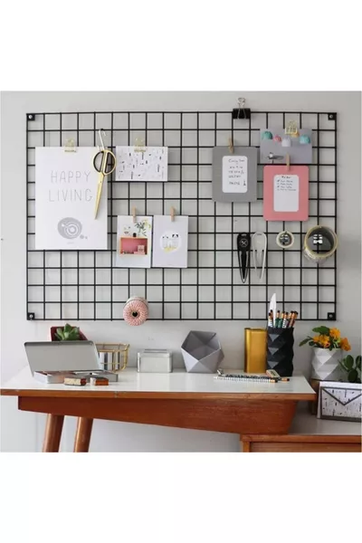 حامل صور لوح شبكي معدني للحائط مع 5 مشابك  بطاقات بريدية كهدية