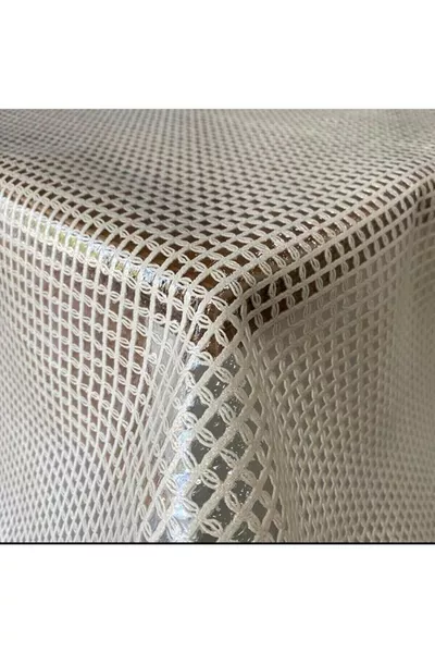 Woven Luxury PVC Coated Washable Tablecloth Waterproof Transparent Oilcloth Table Cover Cream