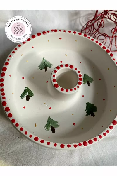 Ръчно изработен свещник с модел на коледно дърво / за тамян