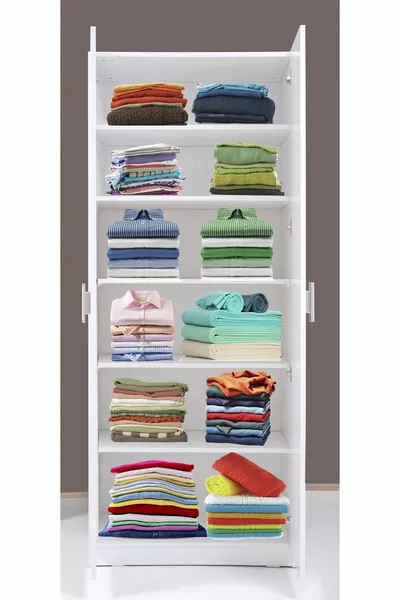 Plus  Stella 2-Door Wardrobe with Shelves - Glossy White