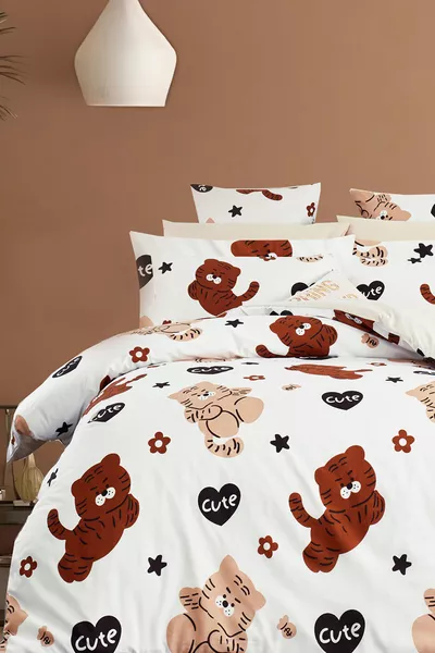 طقم غطاء لحاف مع شرشف مرن لشخص واحد بنكهة اليقطين