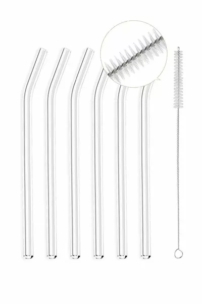 ستة أنابيب زجاجية مع فرشاة تنظيف واحدة طولها  سم