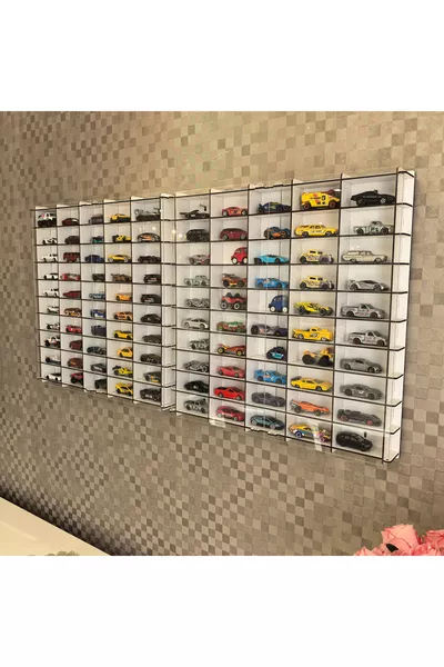 رف سيارة ألعاب نموذجية متوافقة مع هوت ويلز ومايتش بوكس بمقياس 1/ مع غطاء أكريليك لـ  سيارة، للعرض