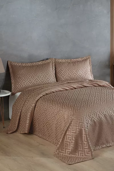 Покрывало для двуспальной кровати Estila с жаккардовым шенилловым узором (темно-коричневый)