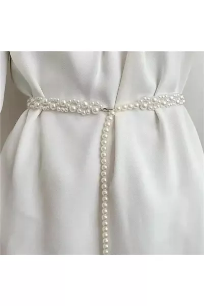 سلسلة خصر من اللؤلؤ المصنوع يدويًا