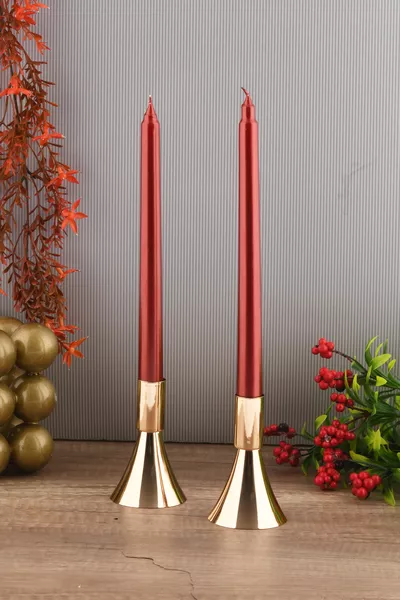 PURE комплект от 2 свещника Малък златен декоративен метален свещник