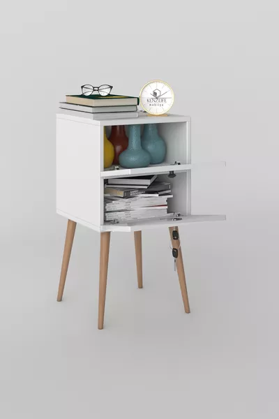 Nightstand Locked Sakura Byz ** Nightstand Wooden Legged Bookshelf Shoe Cabinet with Back and Cover