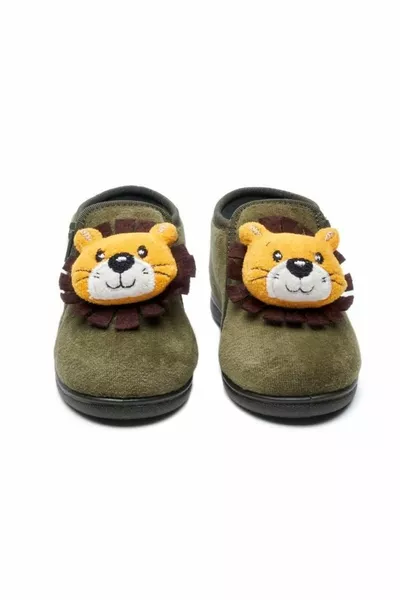 Lion Velvet Slippers with Zipper and Accessories