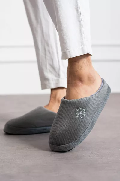 Унисекс чехли с велурена подплата, памучен рипсен десен, мека подметка и вътрешен пух